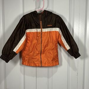 OshKosh Jacket 4T Toddler Hooded Brown Orange Windbreaker Fall Rain Outdoor